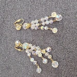 Vintage Aurora Borealas rhinestone clip on earrings